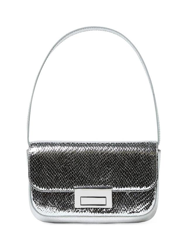 Womens Stefania Snake-Embossed Leather Baguette Product Image