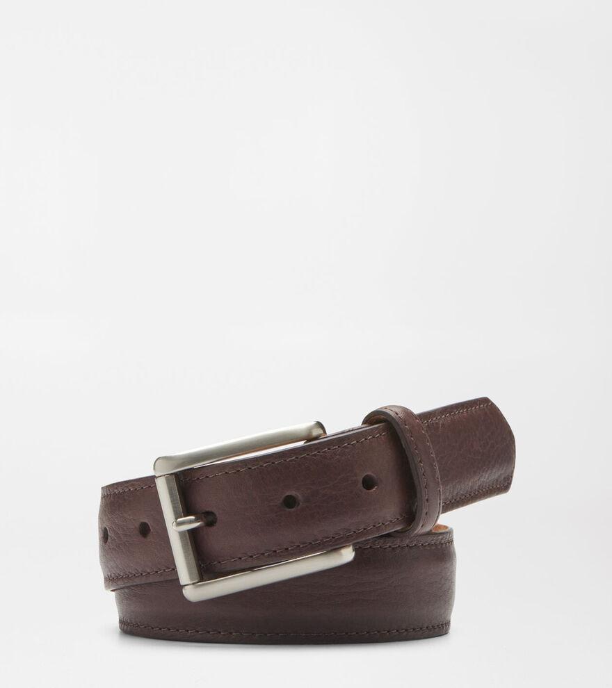 Peter Millar Mens Excursionist Milled Leather Belt | Color: Chocolate | Size: 42 Product Image