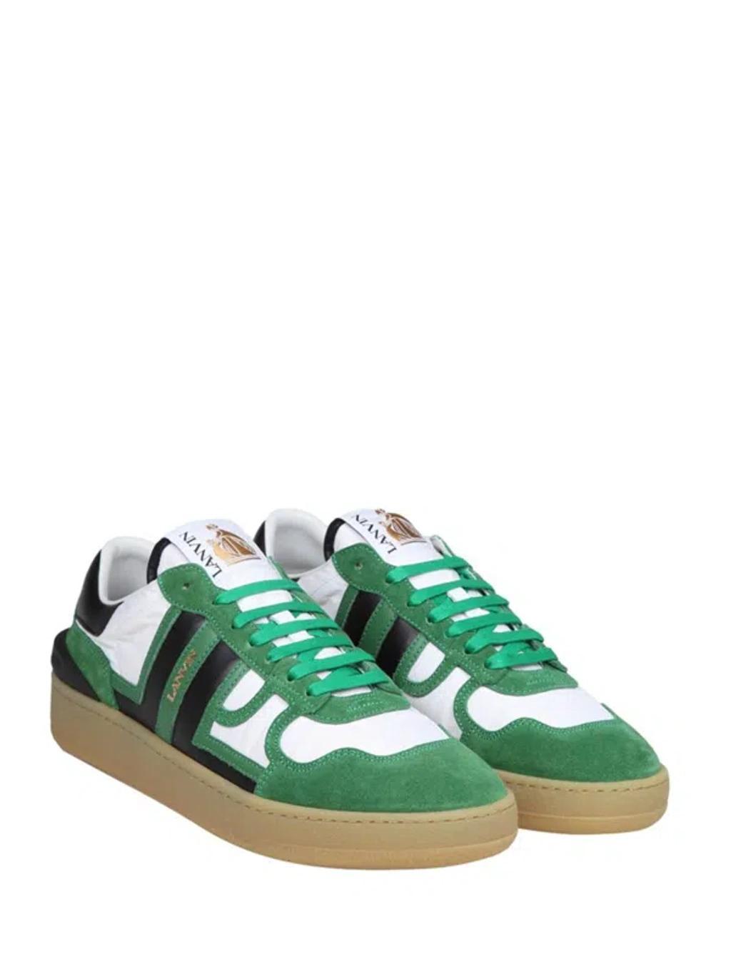 LANVIN Clay Green Leather Blend Sneakers Product Image