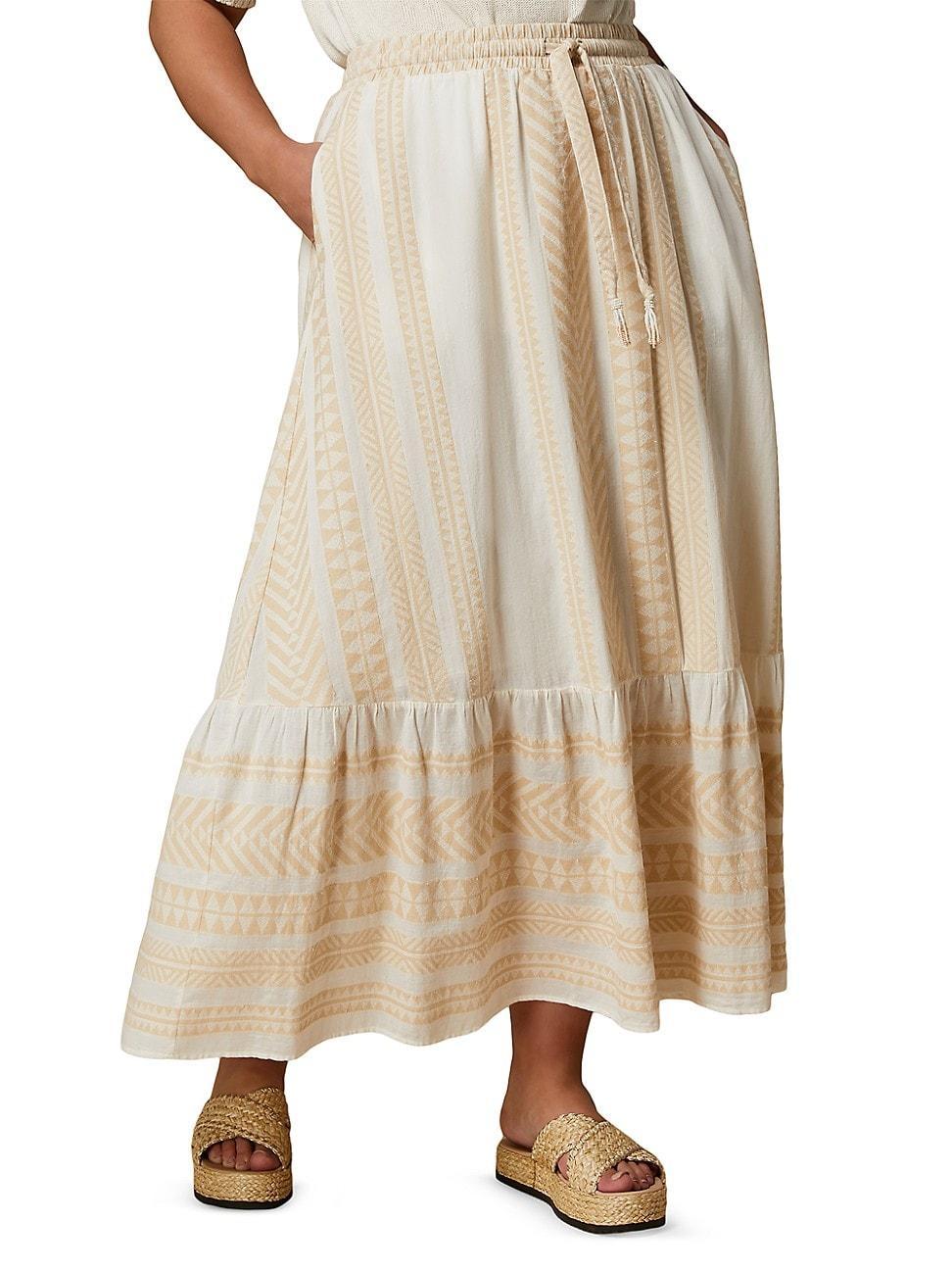 Womens Plus Size Ribes Jacquard Cotton Long Skirt Product Image