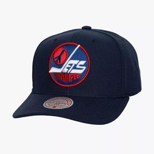 Mens Mitchell & Ness Navy Winnipeg Jets Core Team Ground Pro Adjustable Hat, Jts Blue Product Image