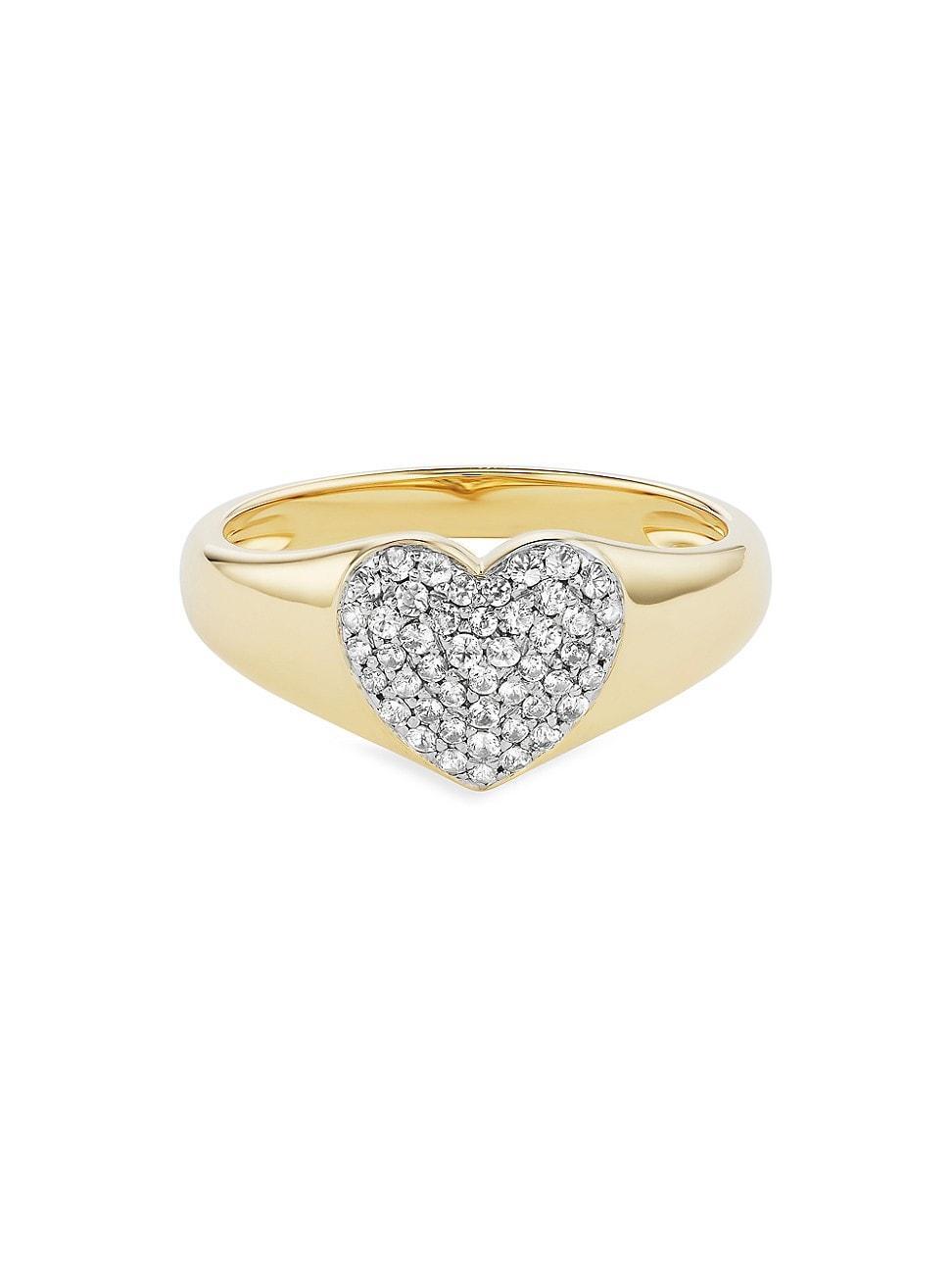 Womens Ombre 18K Yellow Gold & .3 TCW Diamond Heart Ring Product Image