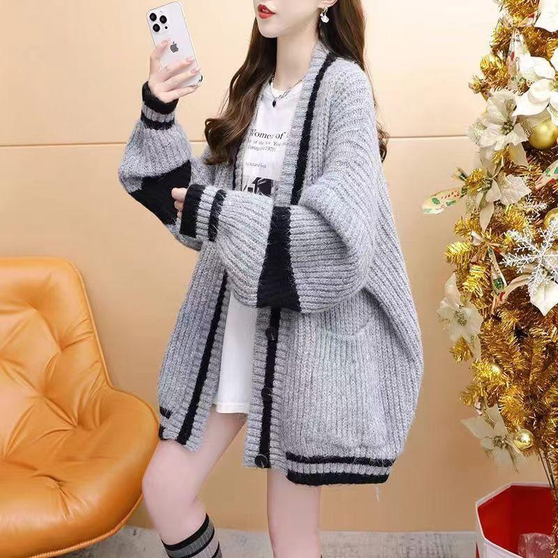 V-Neck Striped Cardigan Product Image