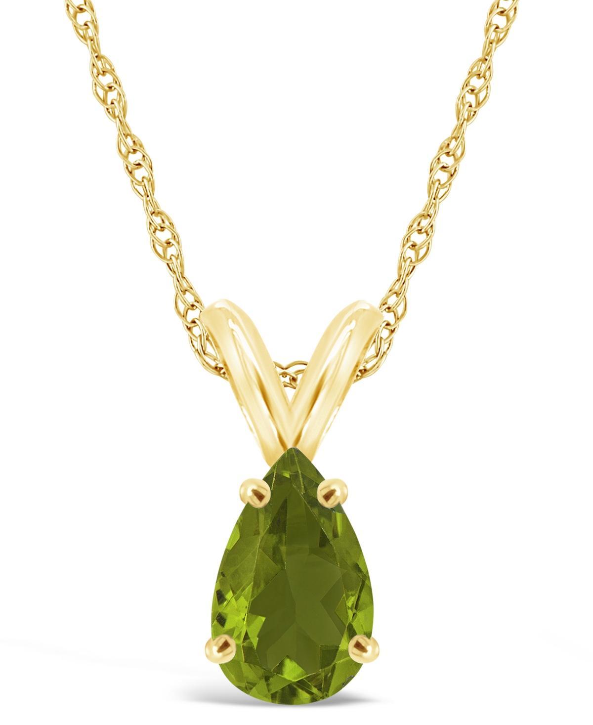 Celebration Gems 14k Gold Gemstone Teardrop Pendant Necklace, Womens Green Product Image