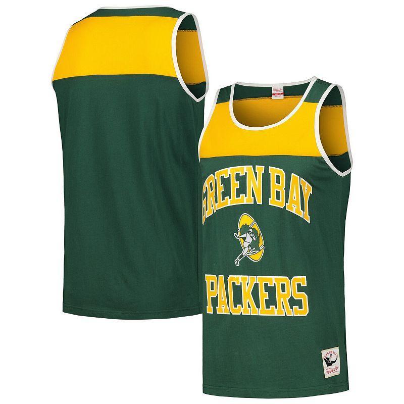 Mens Mitchell & Ness Green Green Bay Packers Heritage Colorblock Tank Top - Green Product Image