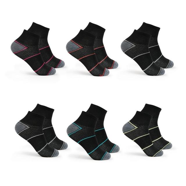 Fruit of the Loom Womens Breathable Lightweight 6pk Ankle Athletic Socks - Black 4-10 Product Image