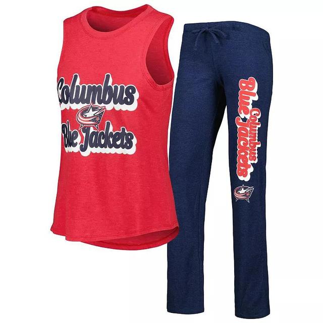 Womens Concepts Sport Heather Red/Heather Navy Columbus Blue Jackets Meter Muscle Tank Top & Pants Sleep Set Product Image