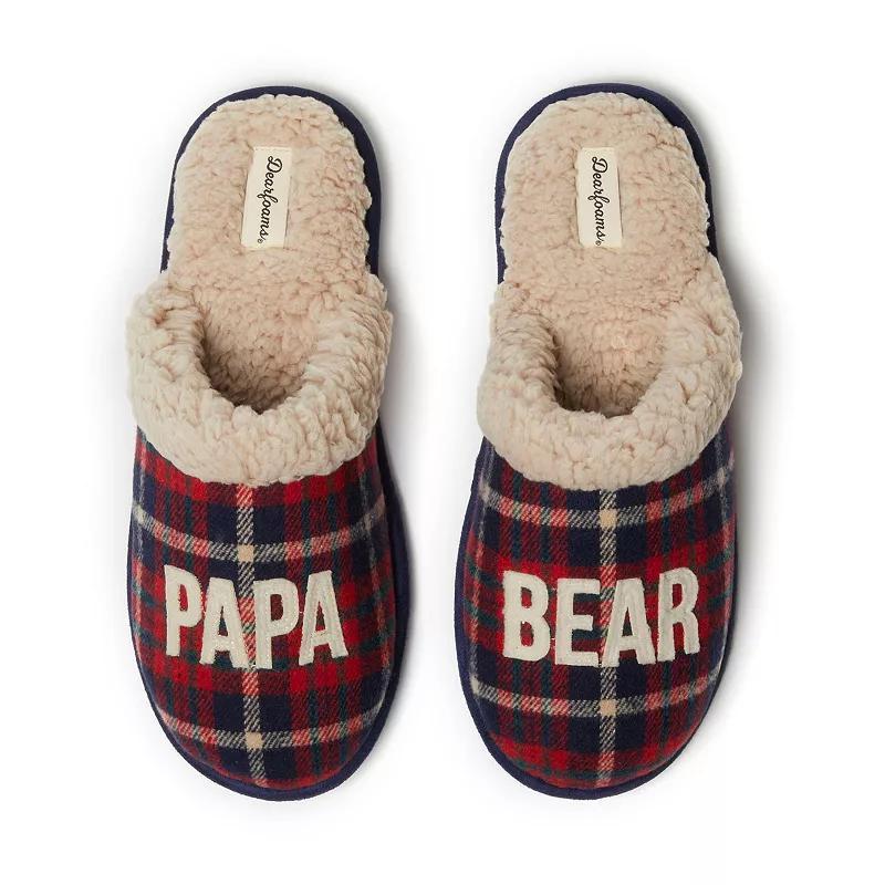 Dearfoams Papa Bear Mens Plaid Scuff Slippers Product Image