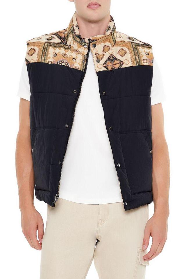 Paisley Colorblock Zip-Up Vest | Forever 21 Product Image