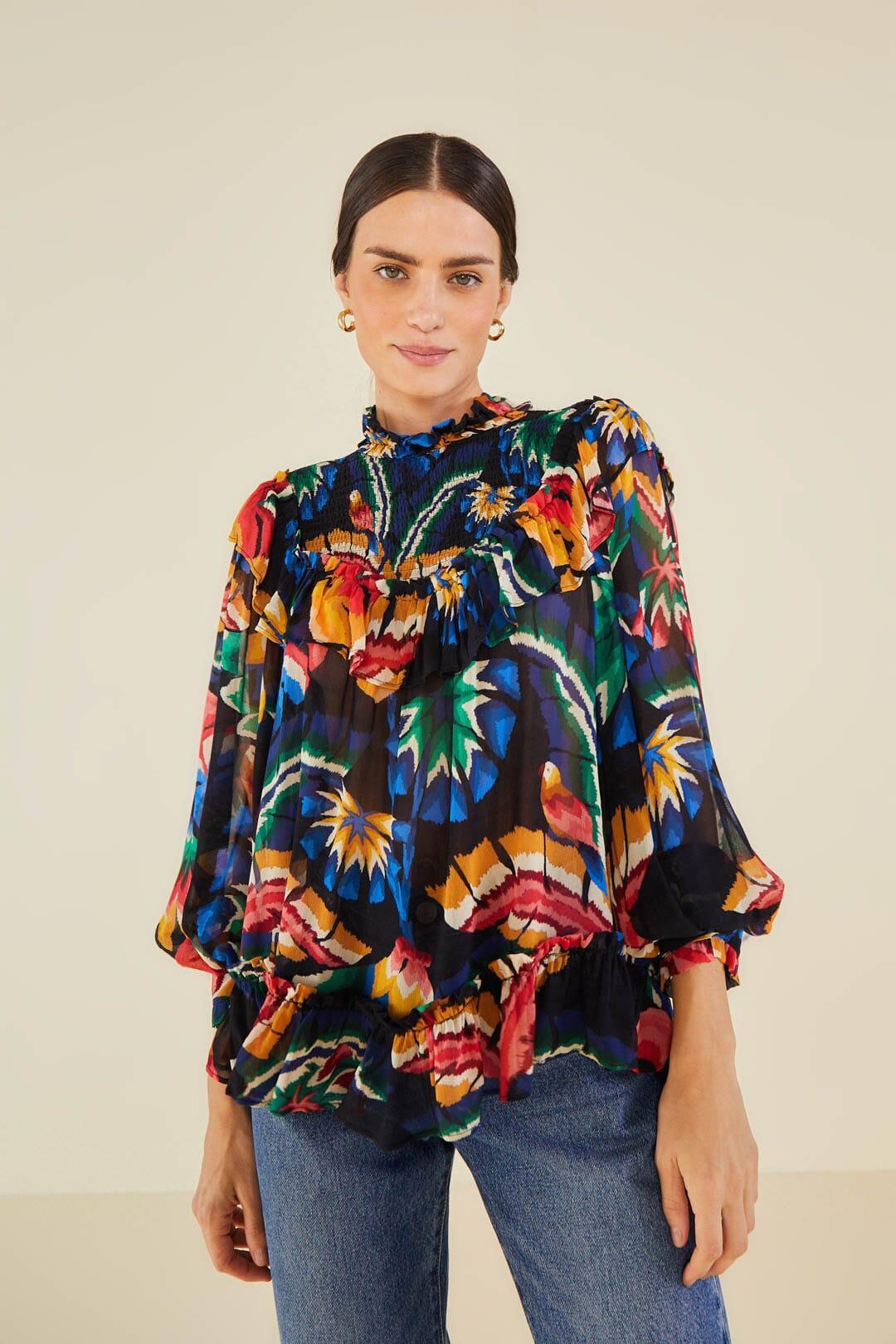 Black Chevron Forest Blouse Product Image