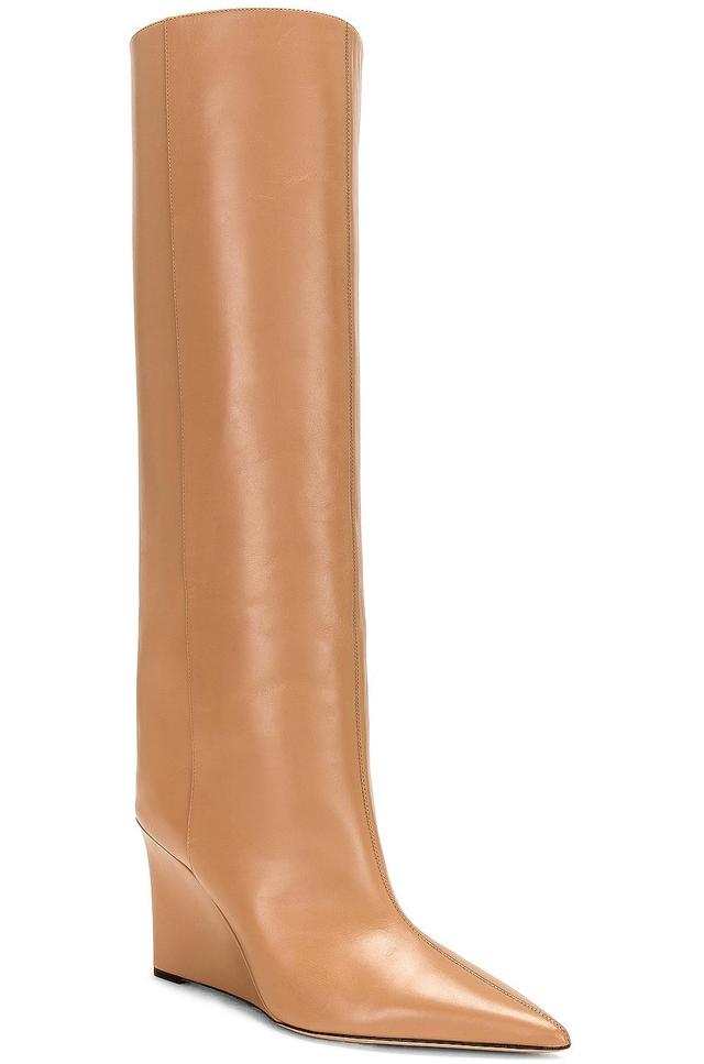 Jimmy Choo Blake 85 Leather Wedge Boot in Nude Product Image