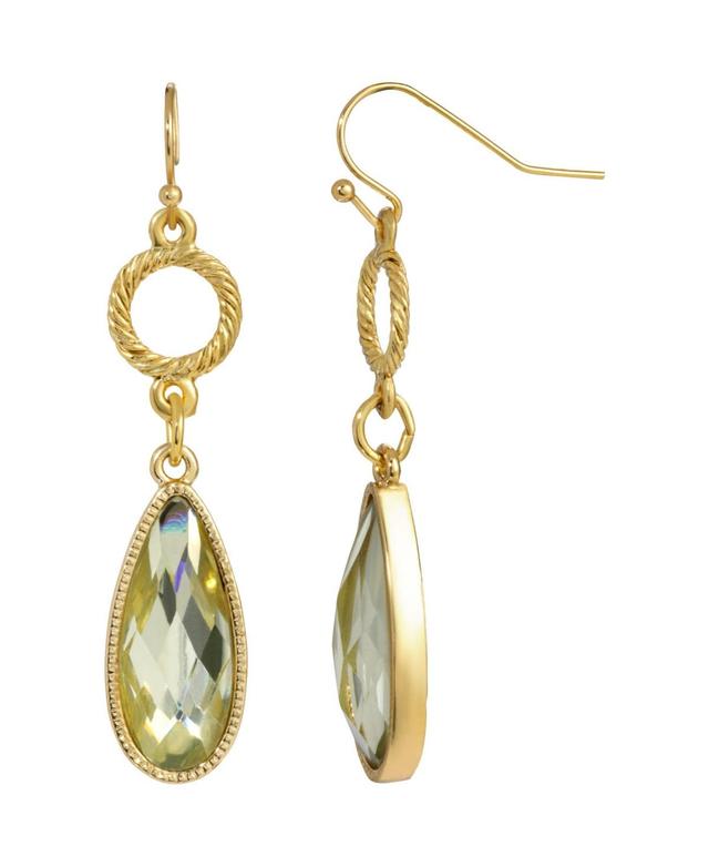 1928 Gold Tone Simulated Crystal Open Circle Teardrop Earrings, Womens Product Image