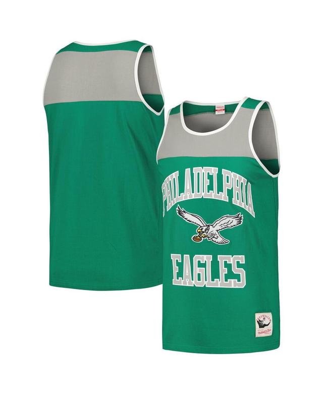 Mens Mitchell & Ness Kelly Green/Silver Philadelphia Eagles Heritage Colorblock Tank Top Product Image