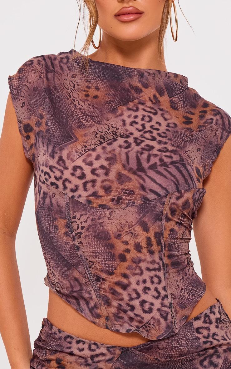 Leopard Printed Chiffon High Neck Top Product Image