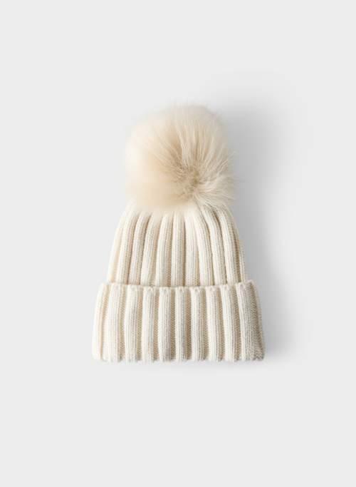 real faux fur pom cuffed beanie Product Image