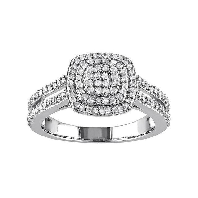 Stella Grace Sterling Silver 1/2 Carat T.W. Diamond Halo Ring, Womens White Product Image