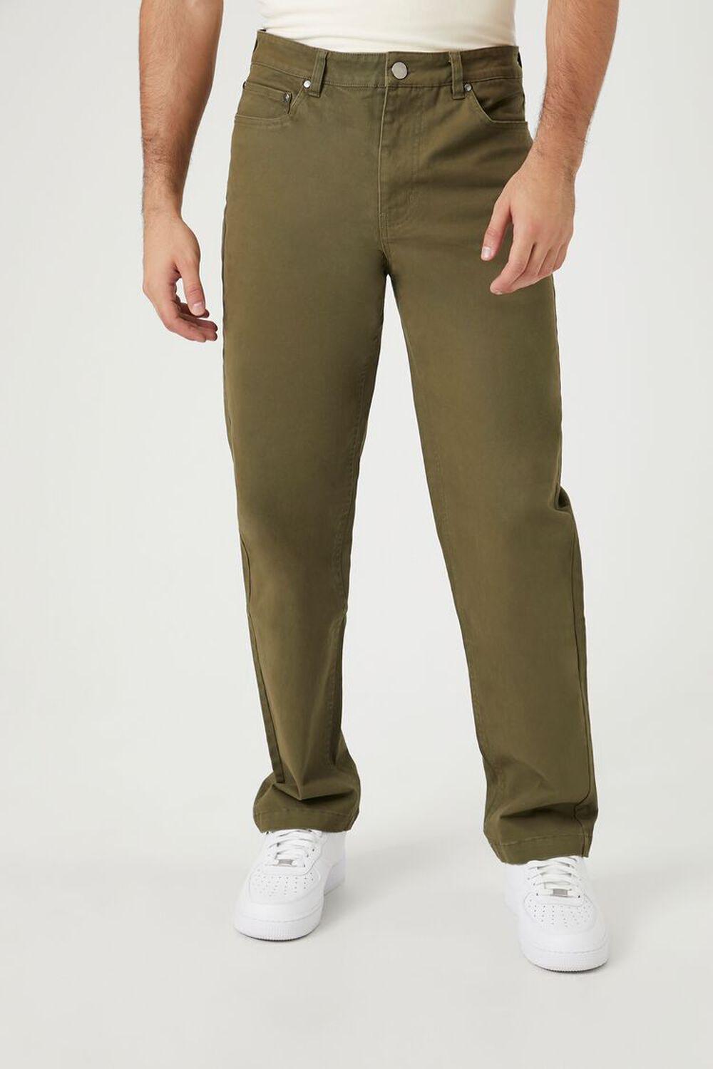 Twill Mid-Rise Slim-Fit Pants | Forever 21 Product Image