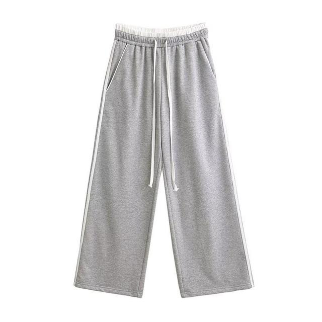 Elastic Waist Striped Wide Leg Sweatpants Product Image