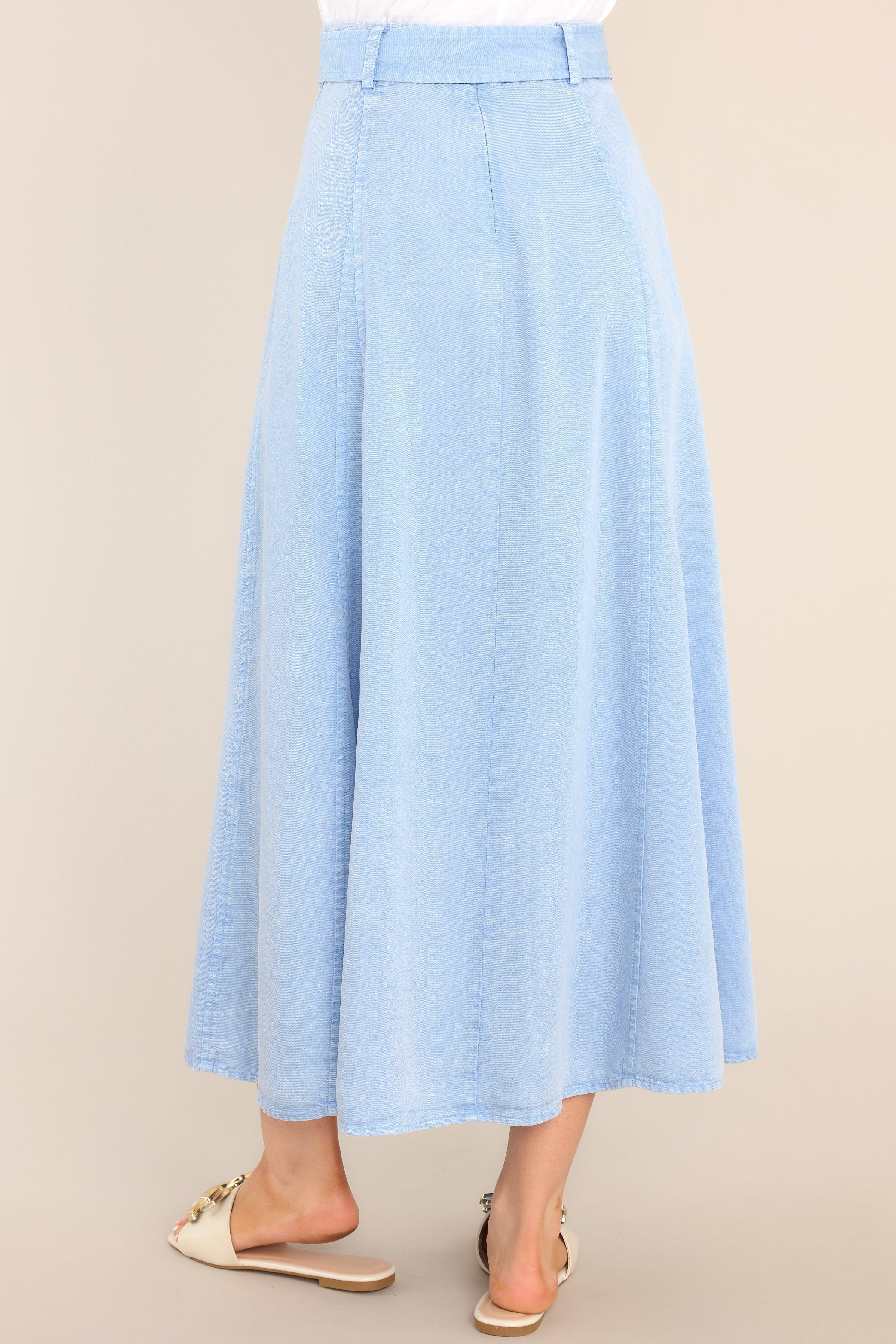 Stay True Chambray Maxi Skirt Sky Blue Product Image