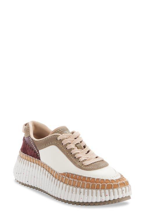 CHLOÉ Nama Canvas & Leather Sneaker In Brown Product Image