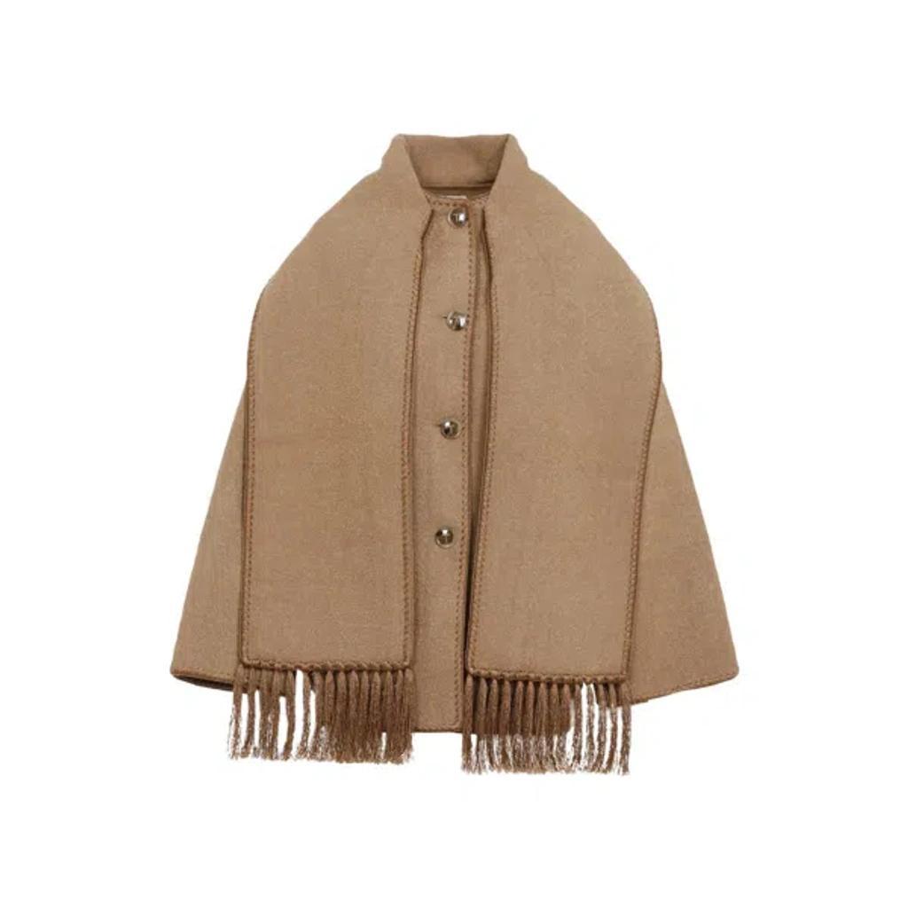 Embroidered Scarf Jacket In Brown Product Image