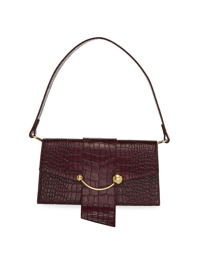 Womens Mini Crescent Croc-Embossed Shoulder Bag Product Image