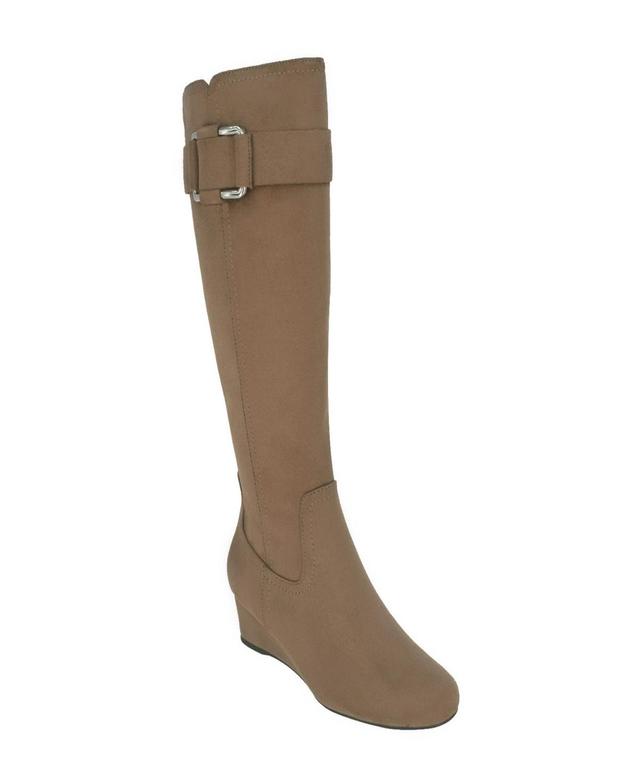 Impo Womens Genia Memory Foam Stretch Wide Calf Knee High Wedge Boots Product Image