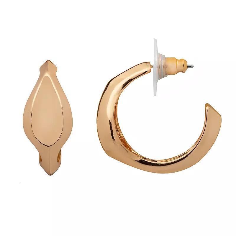 Emberly Gold Tone Smooth Texture Hoop Earrings, Womens Product Image