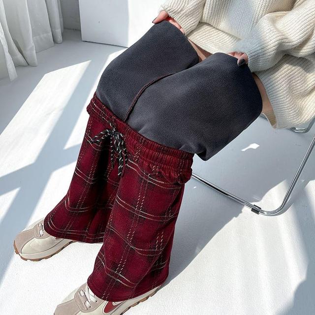 High Rise Plaid Wide Leg Pants (Various Designs) Product Image