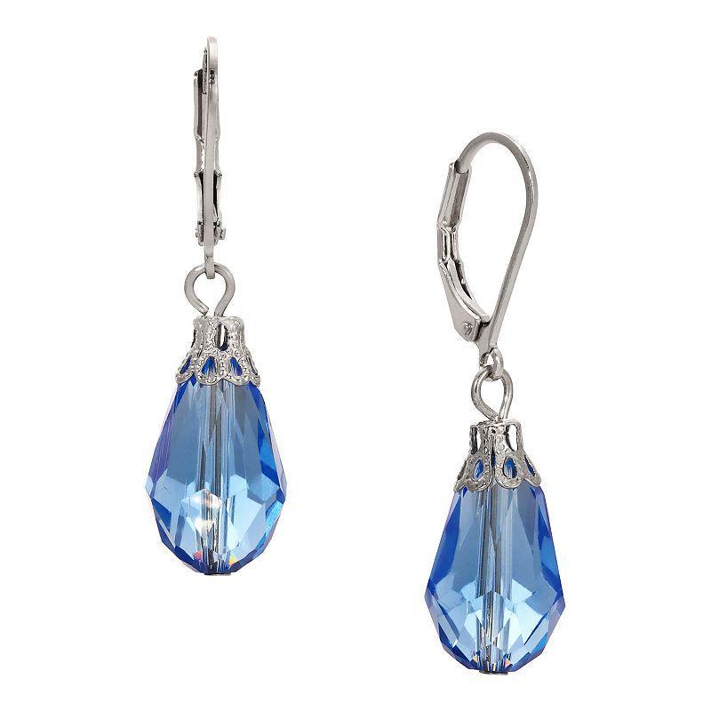 1928 Faceted Bead Drop Earrings, Womens, Blue Product Image