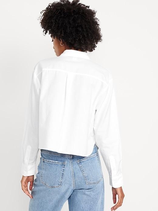 Button-Down Oxford Crop Shirt Product Image