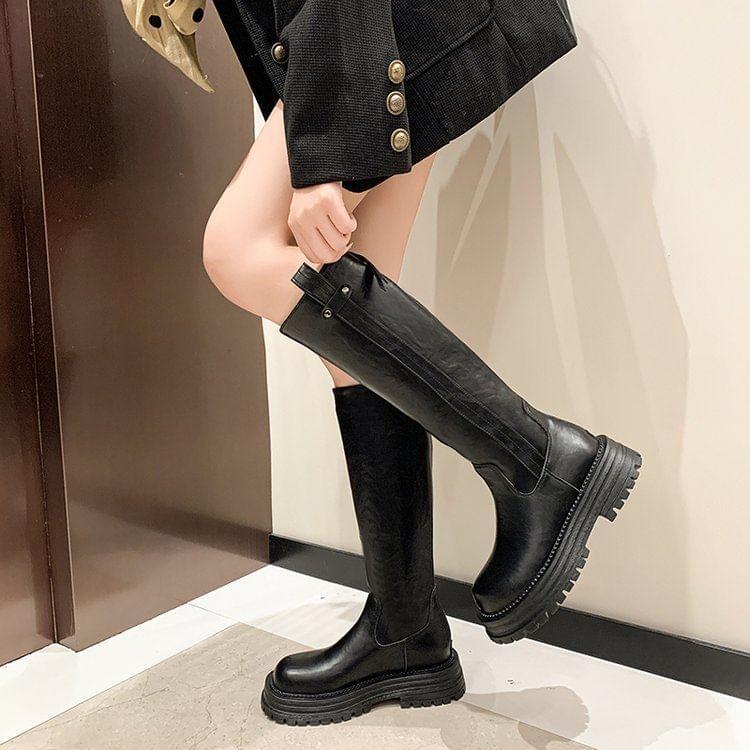 Platform Plain Tall Boots Product Image