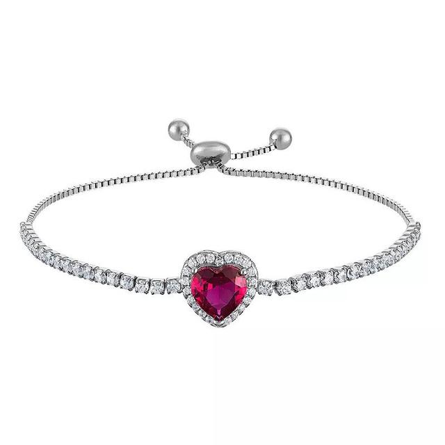 Sterling Silver Lab-Created Ruby Adjustable Bracelet, Womens Product Image