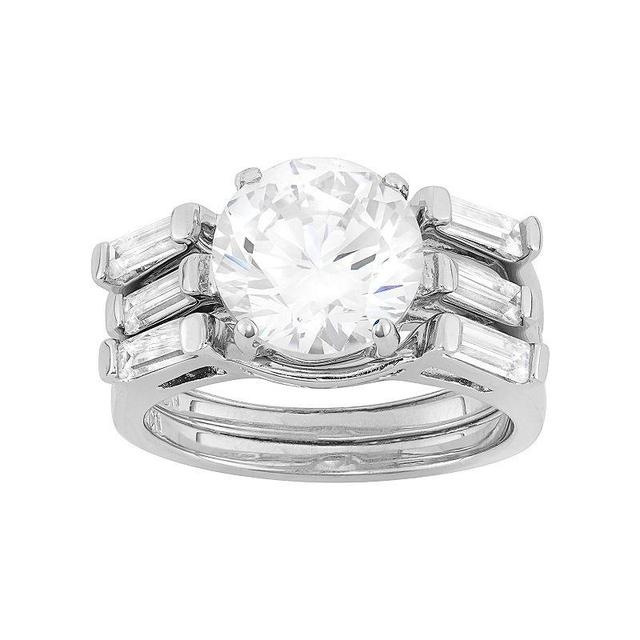 Cubic Zirconia Engagement Ring Set in Sterling Silver, Womens White Product Image