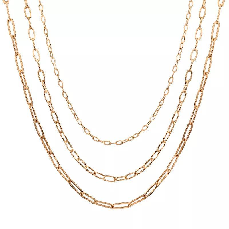 LC Lauren Conrad Gold Tone Multi-Row Paperclip Chain Necklace, Womens Product Image