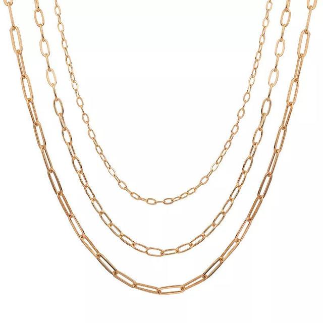 LC Lauren Conrad Gold Tone Multi-Row Paperclip Chain Necklace, Womens Product Image