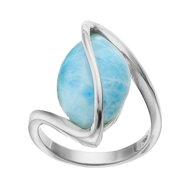 Sterling Silver Larimar Marquise Twist Ring, Womens Blue Product Image