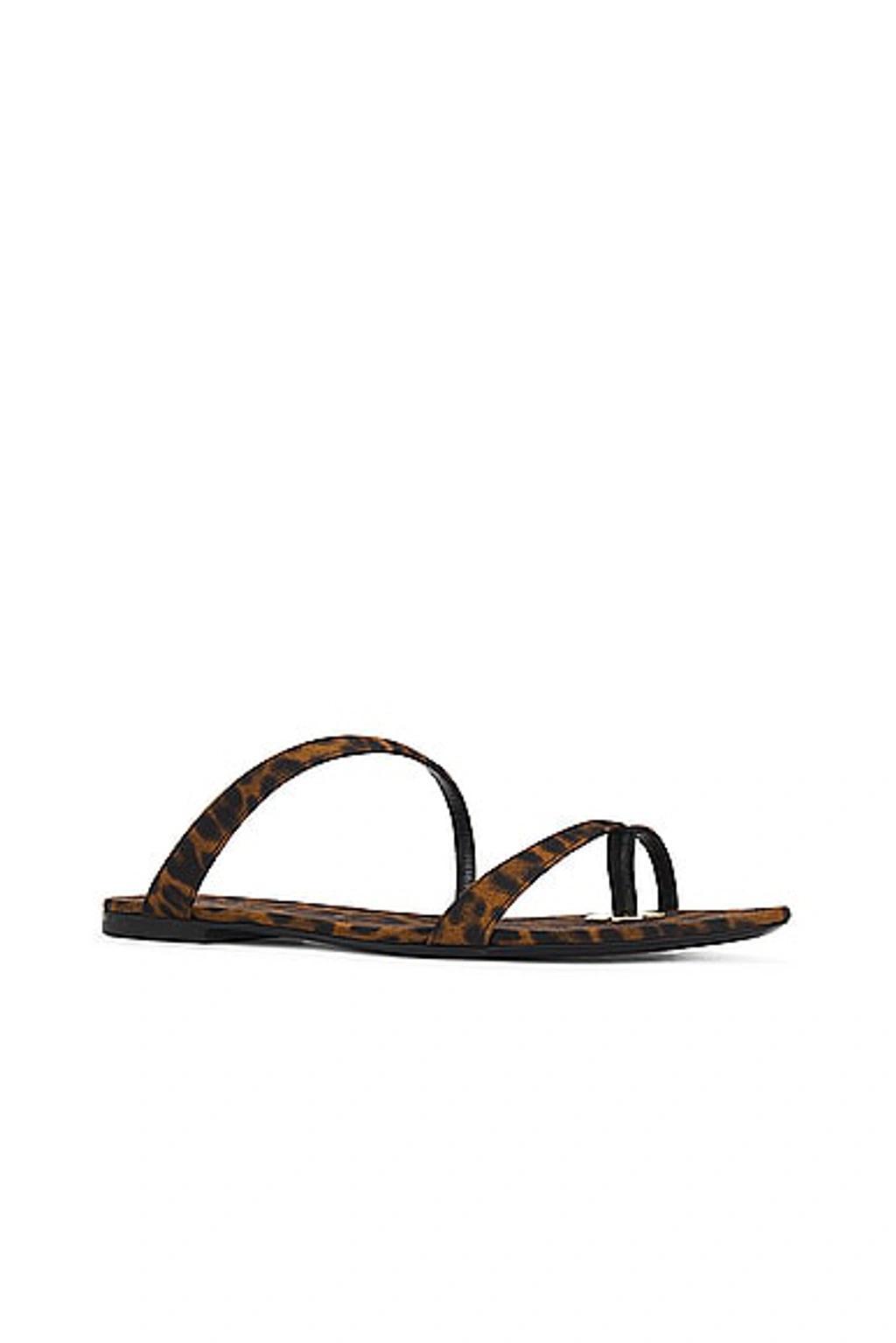 SAINT LAURENT Women's Tanger Slides In Leopard Grosgrain In Manto Naturale Product Image