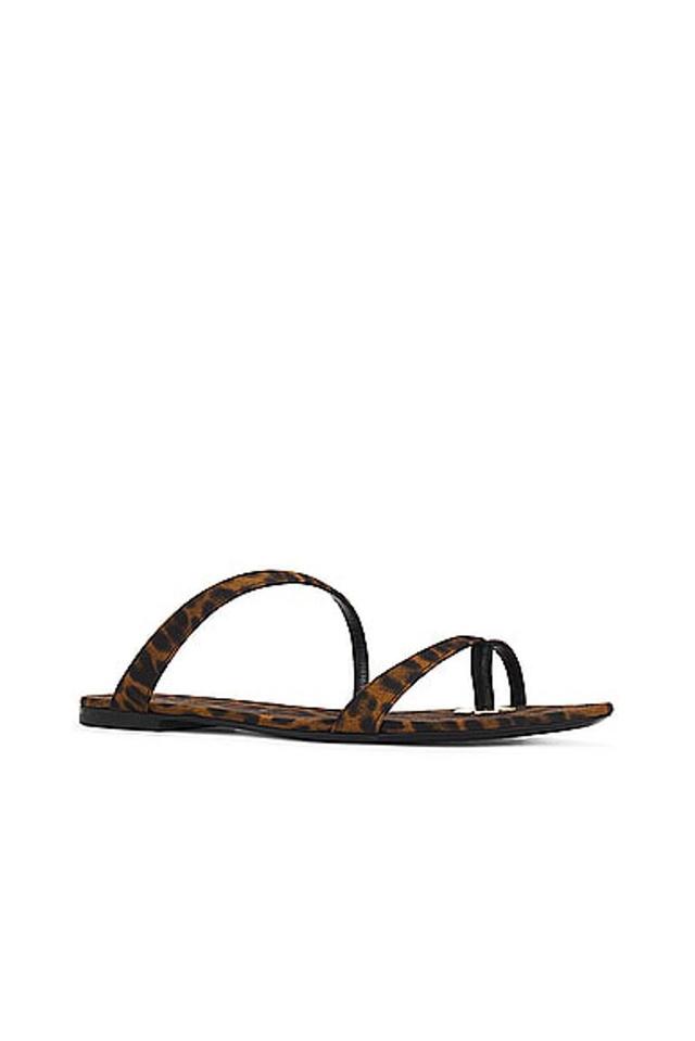 SAINT LAURENT Women's Tanger Slides In Leopard Grosgrain In Manto Naturale Product Image