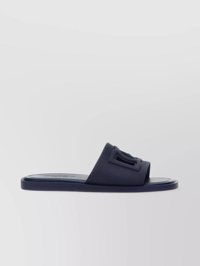 Sole Flat Open Toe Rubber Sandals In Blue Product Image