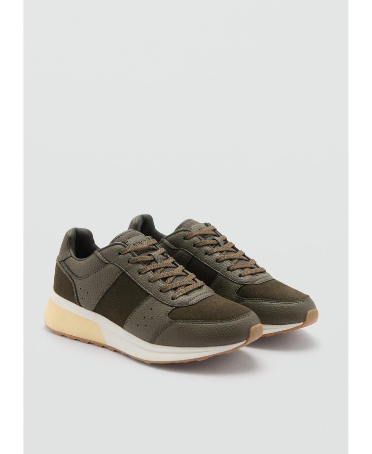 Mango Mens Leather Mixed Sneakers Product Image