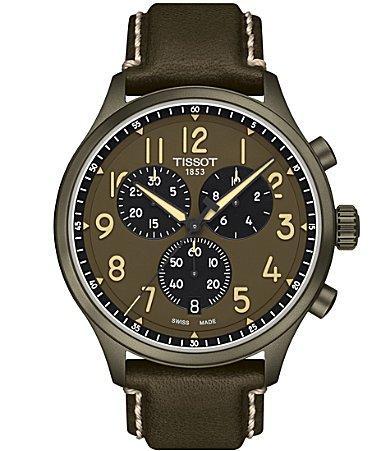 Tissot Mens Chrono XL Quartz Chronograph Khaki Leather Strap Watch Product Image