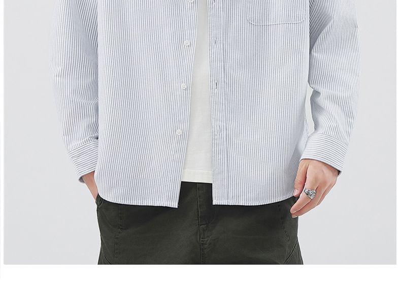 Long-Sleeve Striped Pocket Detail Shirt Product Image