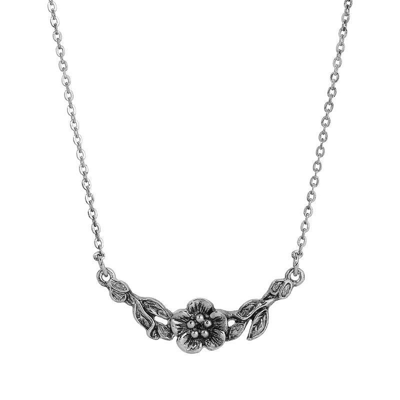 1928 Silver Tone Flower Necklace, Womens, Grey Product Image