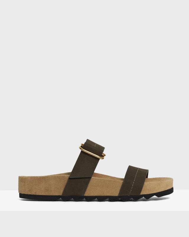 Buckled Slide Sandal in Nubuck Leather Product Image