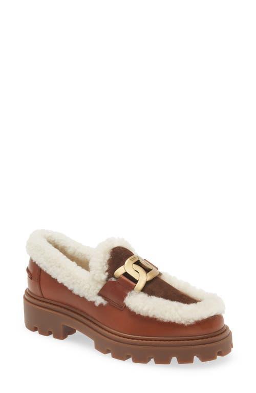 Tods Gomma Pes Genuine Shearling Trimmed Loafer Product Image