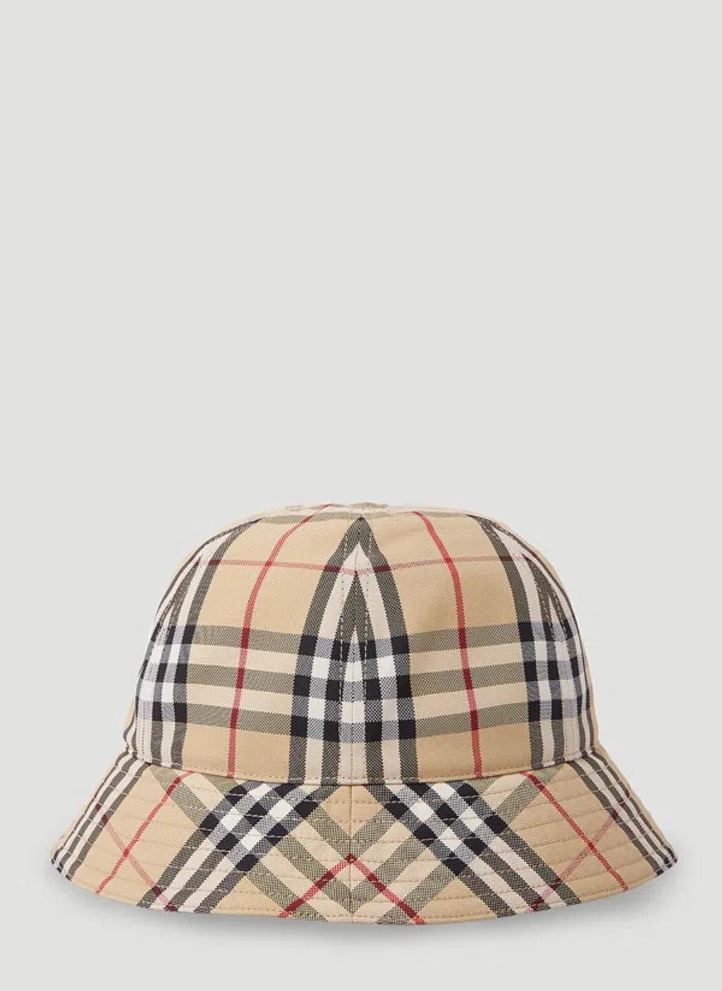 BURBERRY Men Signature Check Bucket Hat In Cream Product Image