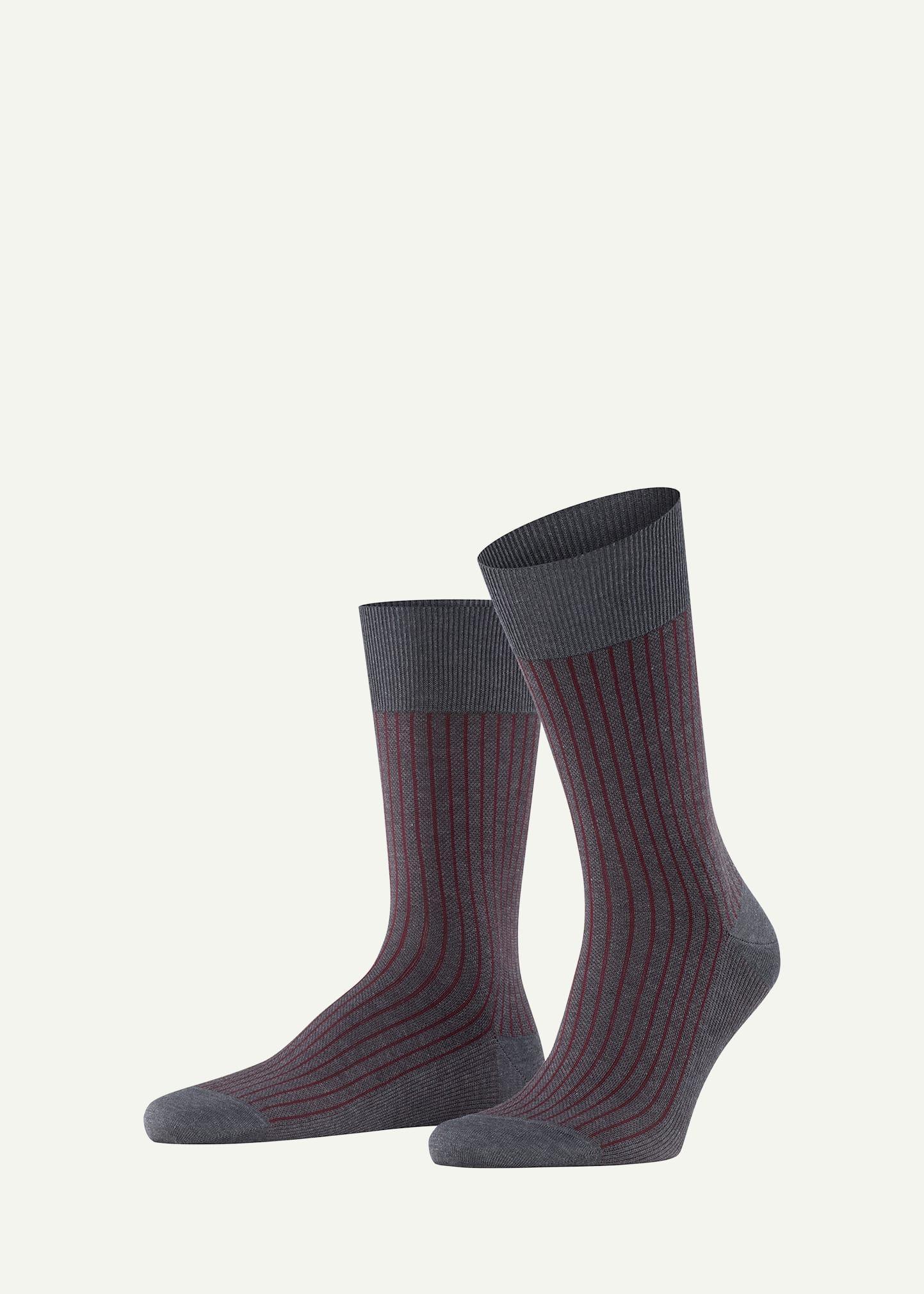 Mens Cotton Stripe Mid-Calf Socks Product Image