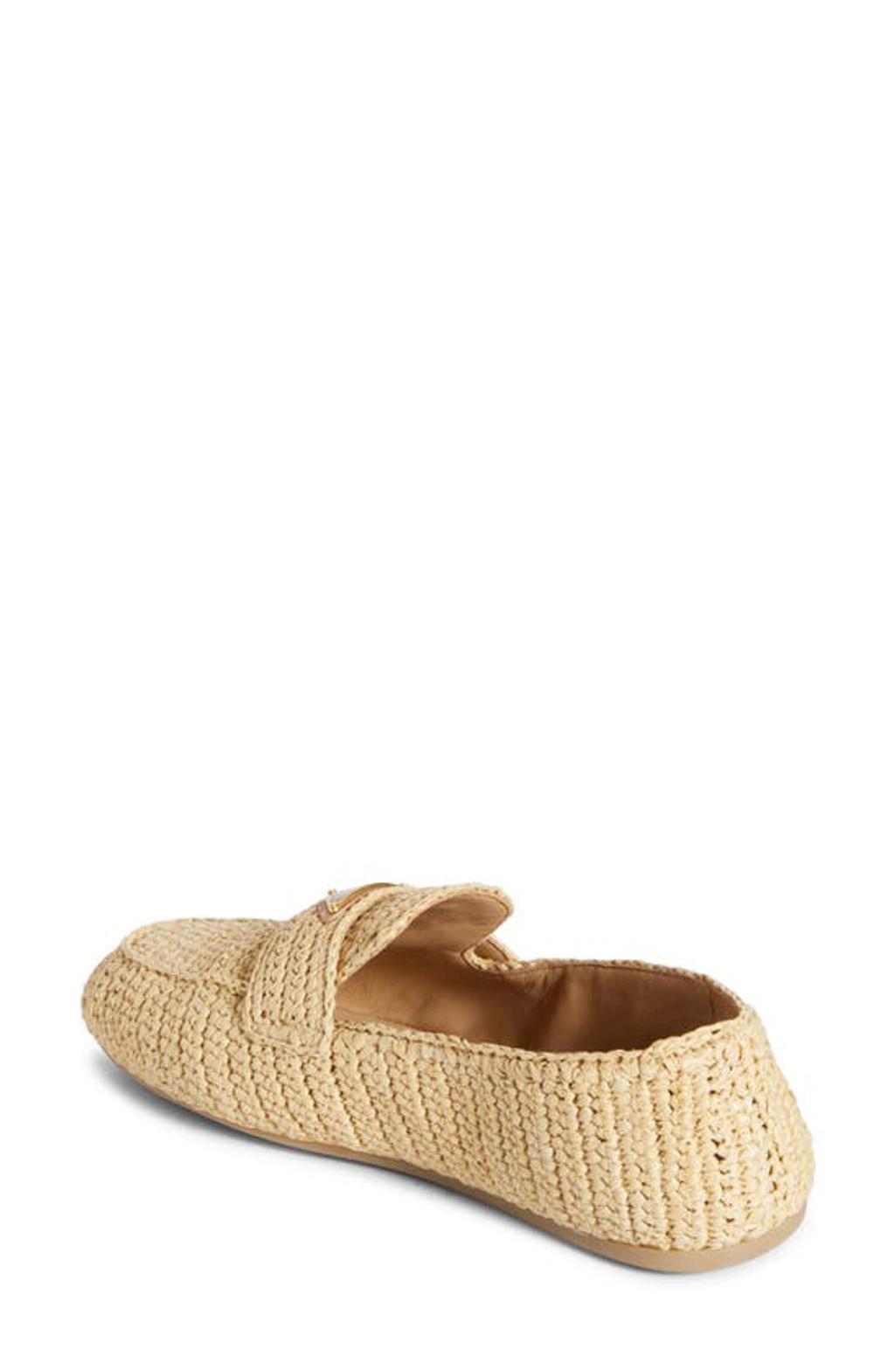 Raffia Slip-on Loafers In Beige Khaki Product Image