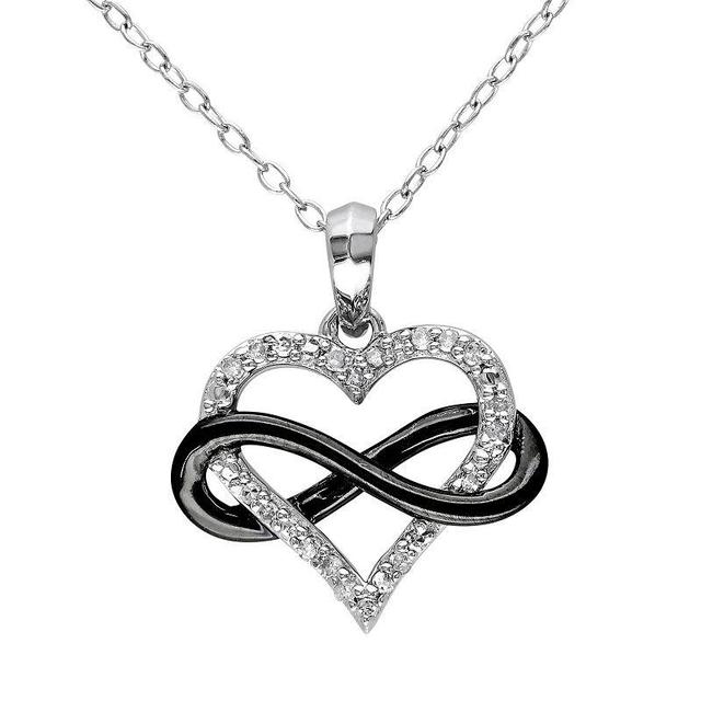 Stella Grace 1/10 Carat T.W. Diamond Sterling Silver Two Tone Infinity Heart Pendant, Womens White Product Image